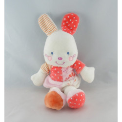Doudou lapin blanc robe rose pois fleurs NICOTOY KIABI