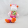 Doudou plat vache rose pois foulard vert oiseau NICOTOY