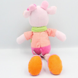 Doudou vache rose pois foulard vert chat jongleur MOTS D'ENFANTS