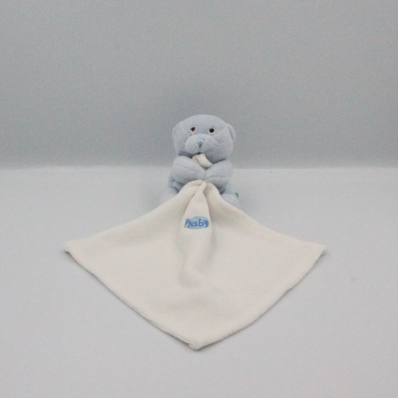Doudou plat ours bleu ciel avec mouchoir Baby nat