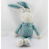 Doudou Lapin gris vert étoiles KLORANE