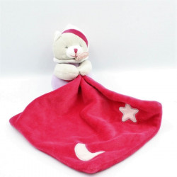 Doudou luminescent chat gris rose mauve étoile lune mouchoir BABY NAT