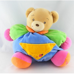Doudou ours patapouf bleu vert coccinelle KALOO