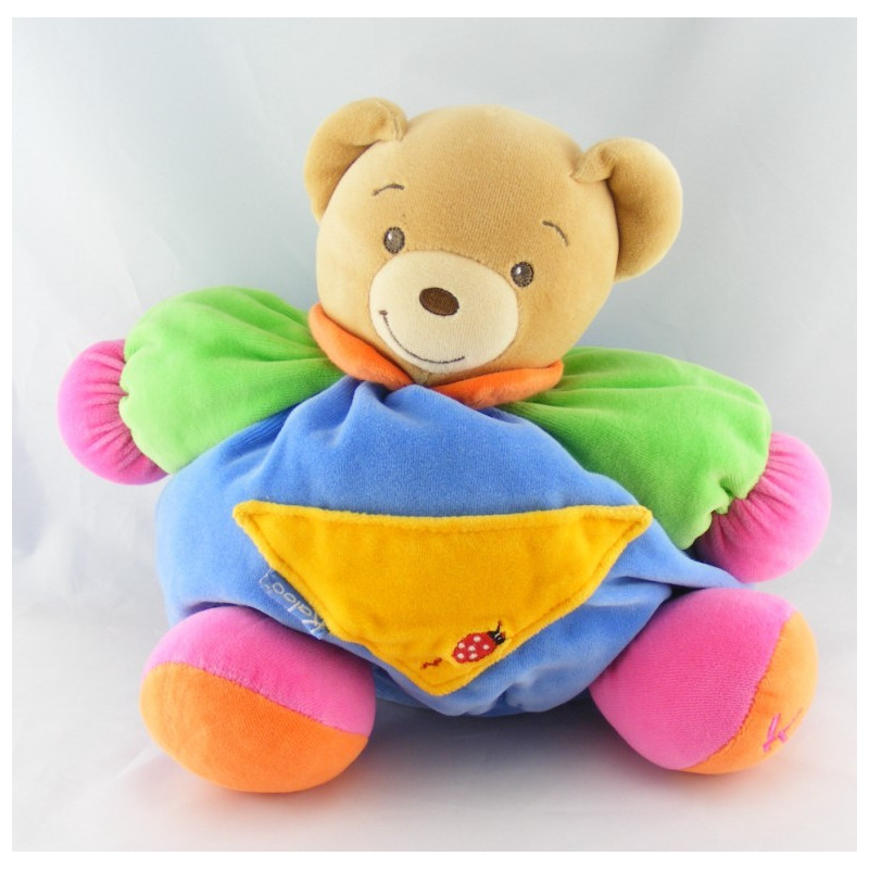 Doudou ours patapouf bleu vert coccinelle KALOO
