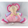 Doudou semi plat éléphant rose mauve fleurs NATTOU