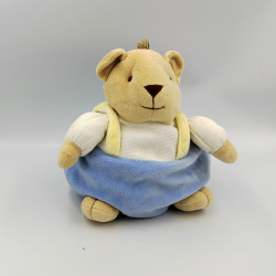 Doudou boule ours bleu blanc jaune NOUKIE'S