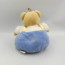 Doudou boule ours bleu blanc jaune NOUKIE'S