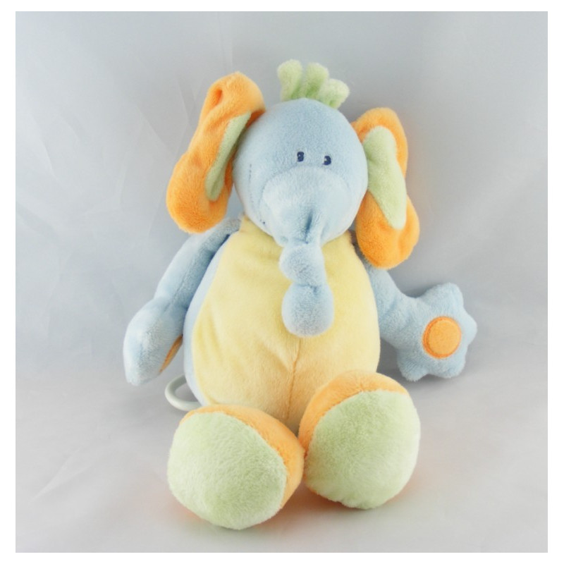 Doudou musical éléphant rose mauve fleurs NATTOU