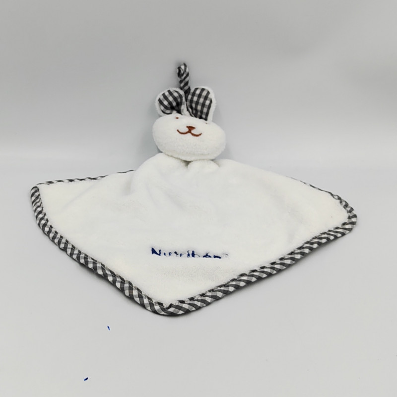 Doudou plat lapin blanc gris NUTRIBEN