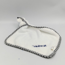 Doudou plat lapin blanc gris NUTRIBEN