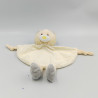 Doudou plat ours jaune blanc gris rayé TOM & KIDDY TOMKIDS