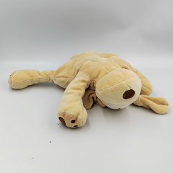Doudou chien couché beige marron cocard OBAIBI