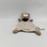 Doudou plat ours marron blanc bleu rayé H&M