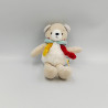 Doudou ours blanc bleu rouge jaune Lulu & Mael P'TIT BISOU