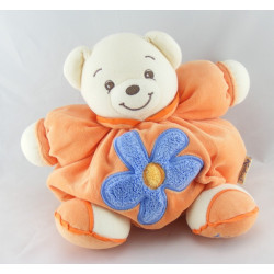 Doudou ours boule patapouf jaune fleur orange KALOO