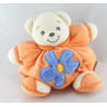Doudou ours boule patapouf jaune fleur orange KALOO