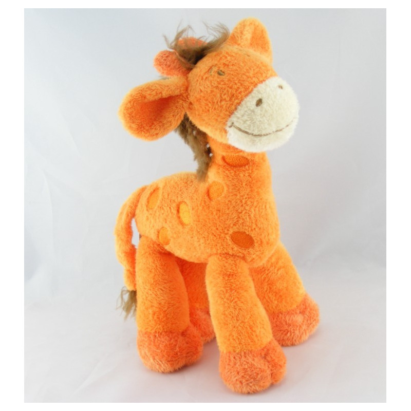 Doudou Girafe orange jaune bleu NICOTOY