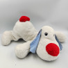 Grand Doudou chien blanc rouge carreaux bleu JACADI