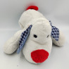 Grand Doudou chien blanc rouge carreaux bleu JACADI
