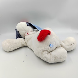 Grand Doudou chien blanc rouge carreaux bleu JACADI