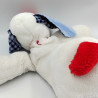 Grand Doudou chien blanc rouge carreaux bleu JACADI