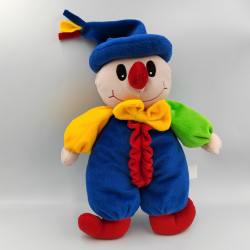 Doudou clown bleu vert jaune rouge PERFECTEL