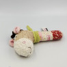 Doudou hochet baton cheval beige marron rouge fleurs SIGIKID