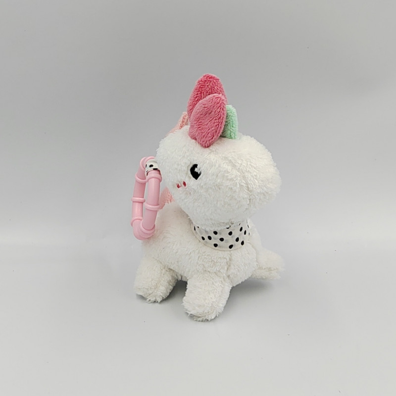 Doudou hochet licorne blanc rose bleu FEHN