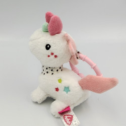 Doudou hochet licorne blanc rose bleu FEHN