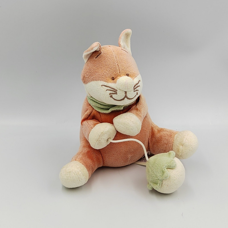 Doudou musical renard orange foulard vert NOUKIE'S