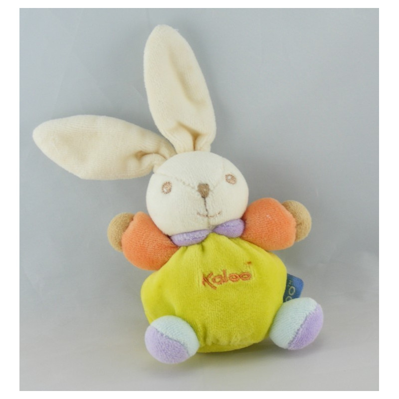 Grand Doudou boule lapin vert orange bleu 123 KALOO