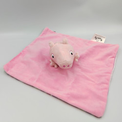 Doudou plat cochon rose violet vert rayé PEPPA PIG