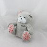 Doudou ours gris rose fleurs Musti Mustela