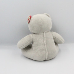 Doudou ours gris rose fleurs Musti Mustela