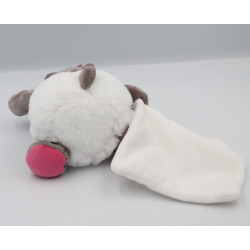 Doudou Hippopotame marron blanc rose Zoé mouchoir BABY NAT