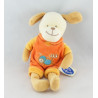 Doudou chien salopette orange MOTS D'ENFANTS