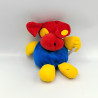 Doudou chien rouge bleu jaune BUATHIER JOSEPH