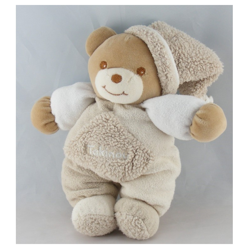 Doudou ours ecru beige blanc TAKINOU 