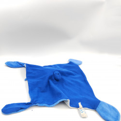 Doudou plat lapin bleu gris pattes empreintes GIPSY