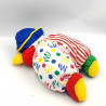 Doudou poupée clown blanc rouge vert bleu BERCHET