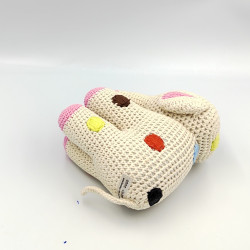 Doudou Peluche Éléphant laine blanc rose ANNE CLAIRE PETIT