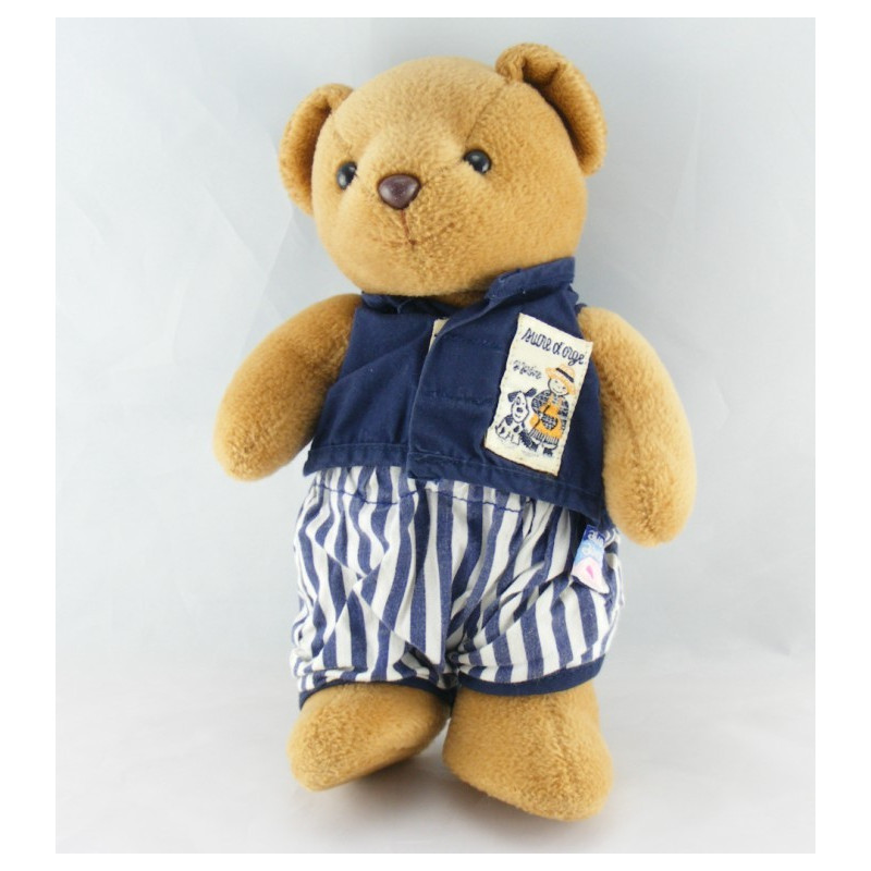 Doudou ours bleu marine Je Jardine SUCRE D'ORGE