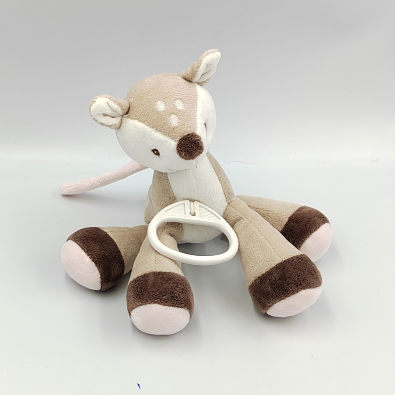 Doudou musical faon biche beige marron rose NATTOU