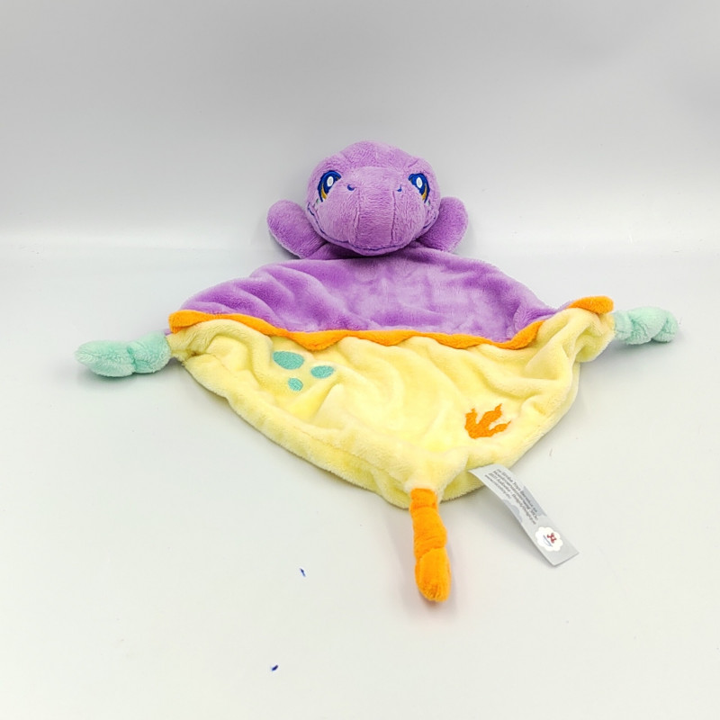 Doudou plat dinosaure violet jaune orange SIMBA TOYS