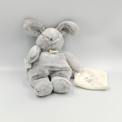 Doudou lapin gris mouchoir Perle BABY NAT