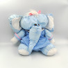 Peluche Puffalump éléphant bleu blanc rose tissu