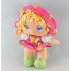 Doudou poupée rayure orange rouge fleur PLAYSKOOL