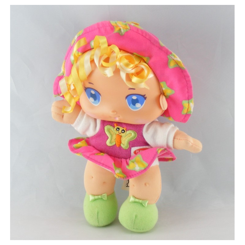 Doudou poupée rayure orange rouge fleur PLAYSKOOL