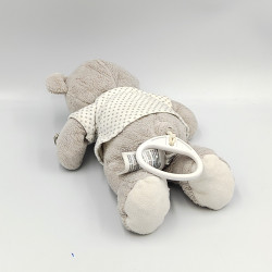Doudou musical ours blanc gris coeurs nuage MOTS D'ENFANTS