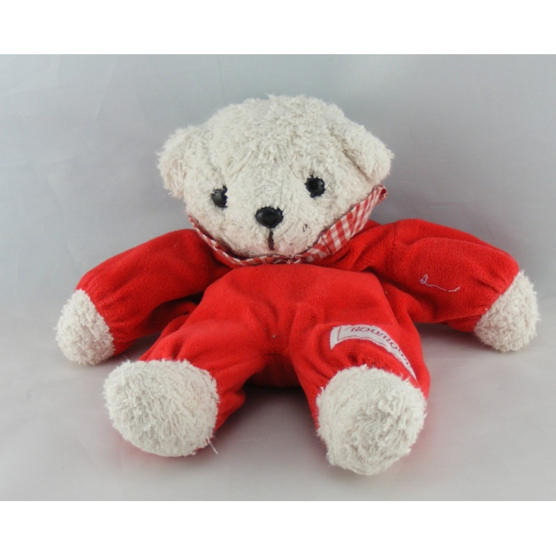 Doudou ours blanc rouge NOUNOURS